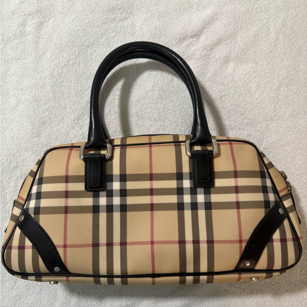 SALE! Stunning Burberry Nova Check Beige, Red and Black Vintage Satchel